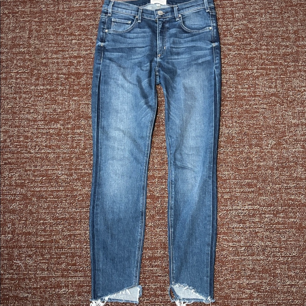 McGuire medium wash stretch frayed hem cropped denim size 27